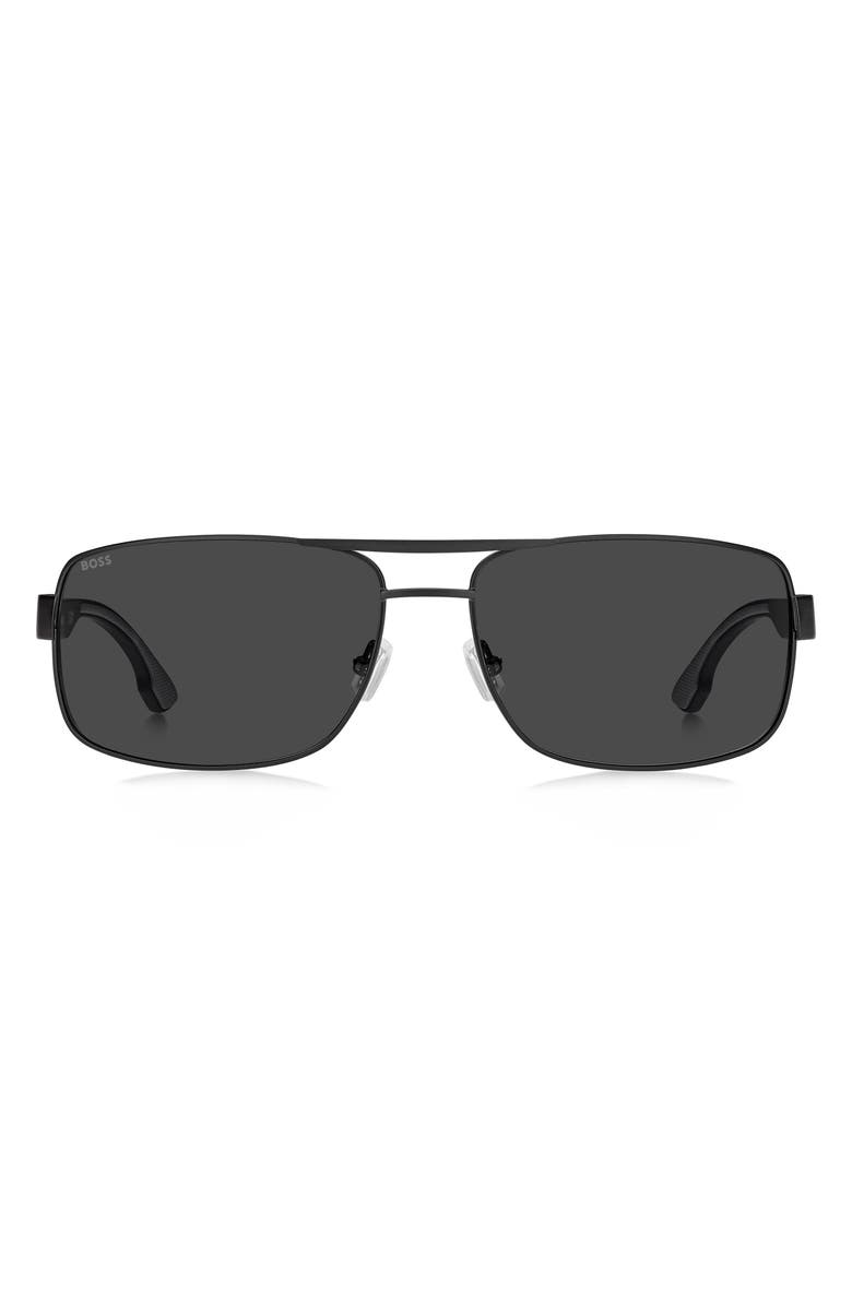 BOSS 62mm Navigator Sunglasses, Main, color, Matte Black/ Grey