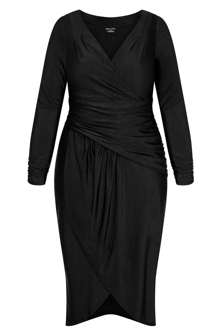 Marissa Ruched Long Sleeve Midi Dress, Alternate, color, BLACK