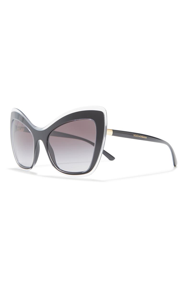 54mm Cat Eye Sunglasses, Alternate, color, CRYSTAL ON BLACK / LIGHT GREY