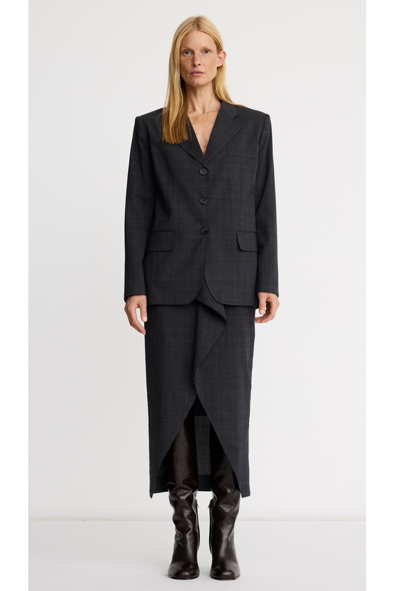 Straight Three Button Blazer, Main, color, Iron Glen Check