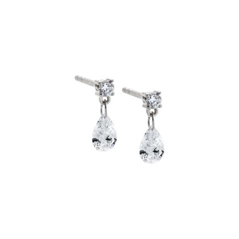 Lab Grown Diamond Drop Pear Stud Earring 14K