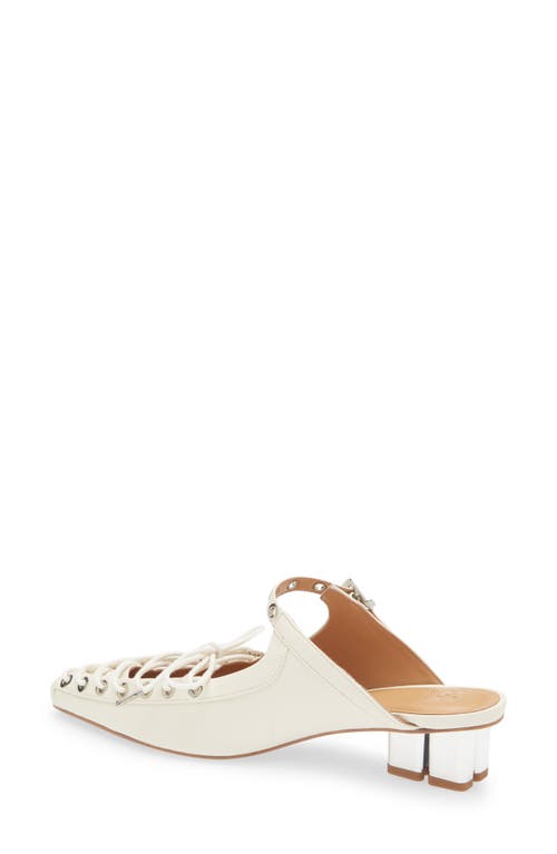 Ganni Eyelets Lace-up Mule In Egret