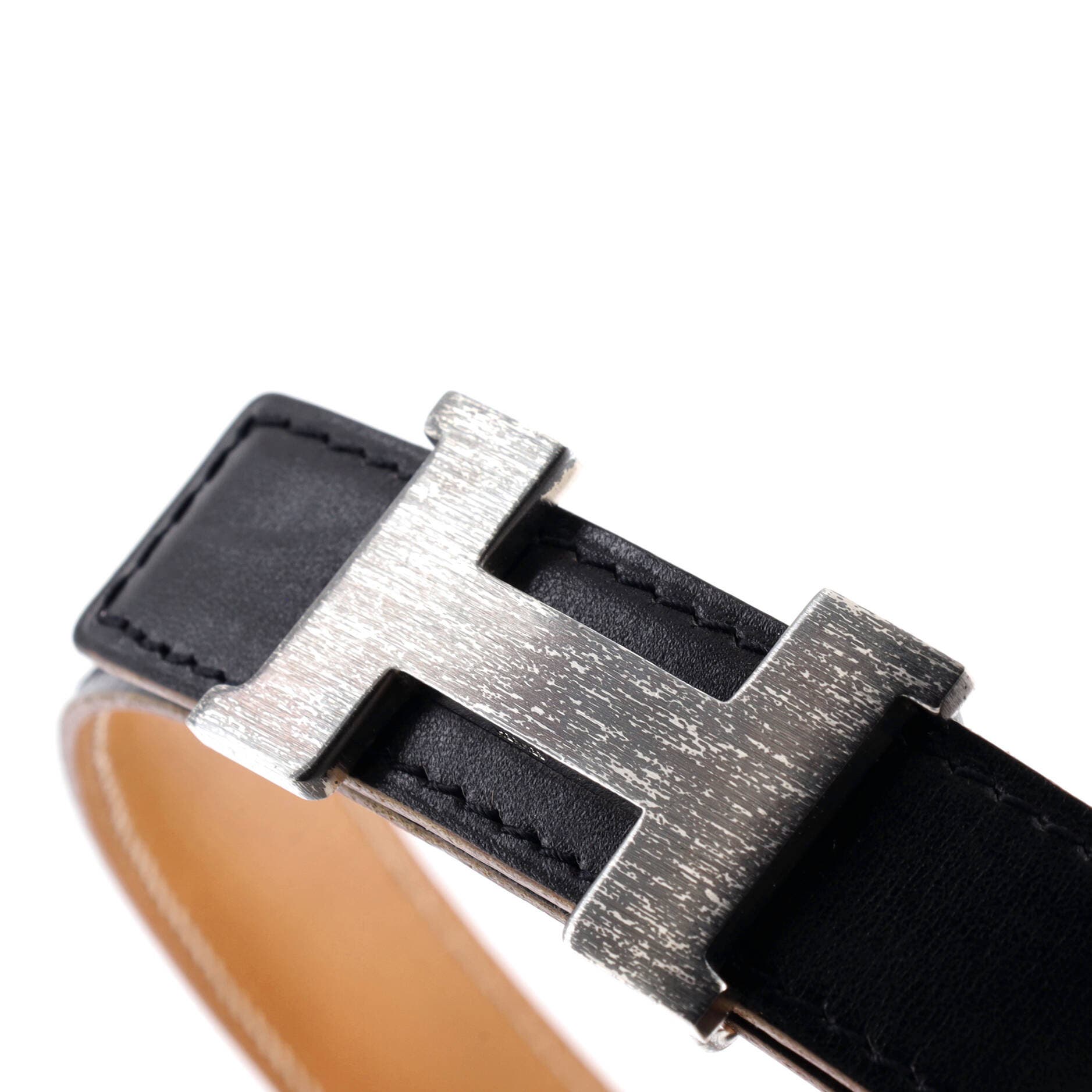 Pre-Owned Hermes Constance Reversible Belt Leather Thin, Alternate, color, Black