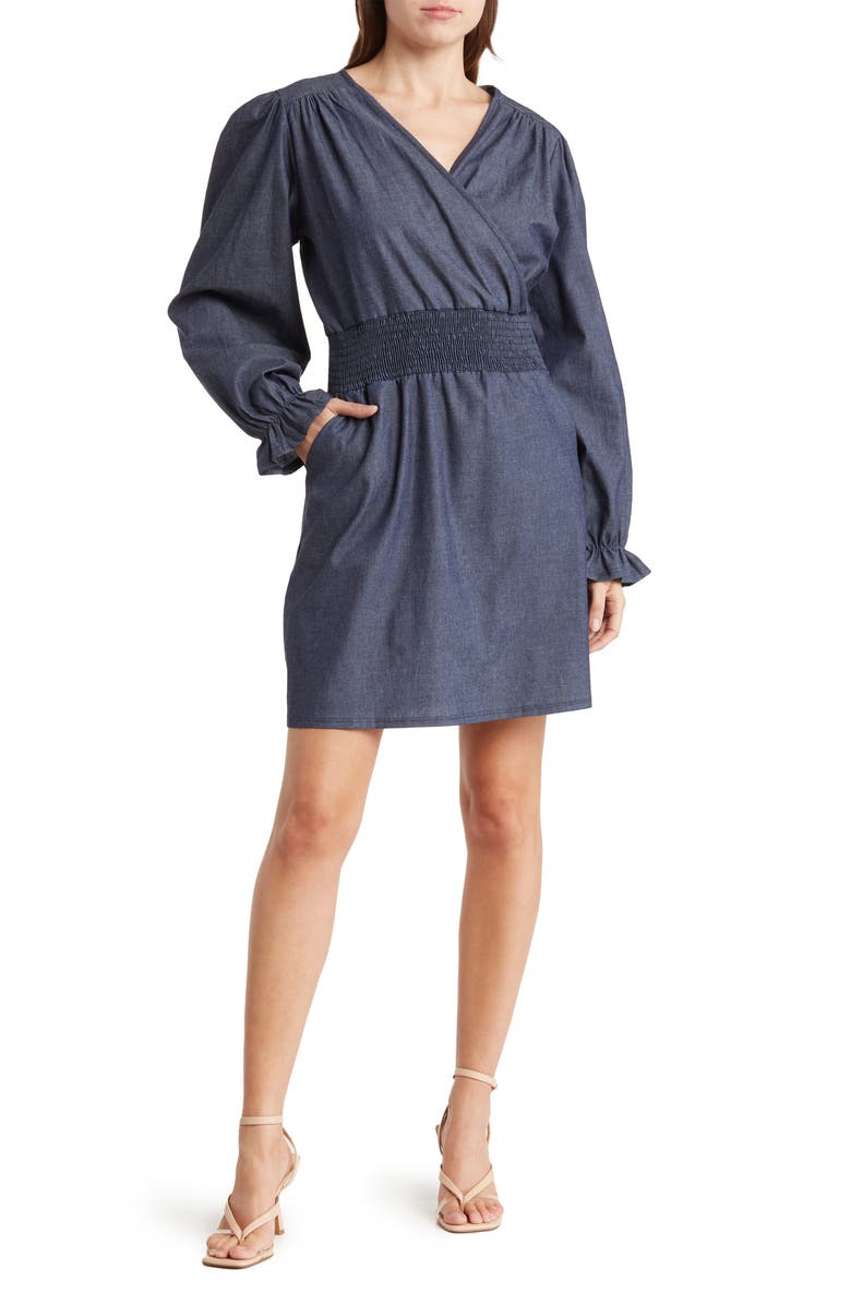 Velvet Torch Long Sleeve Smocked Minidress, Main, color,