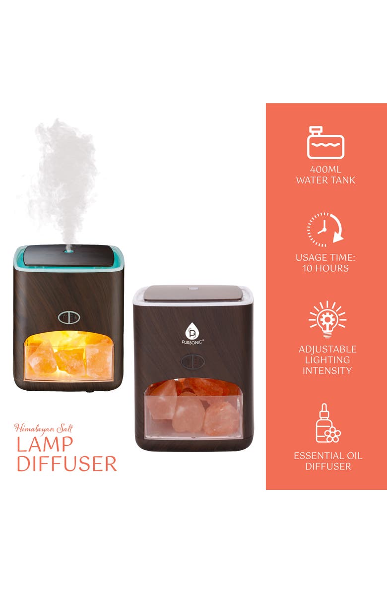 PURSONIC Himalayan Salt Lamp Diffuser - 3-in-1 Wellness Device, Alternate, color, Multicolor