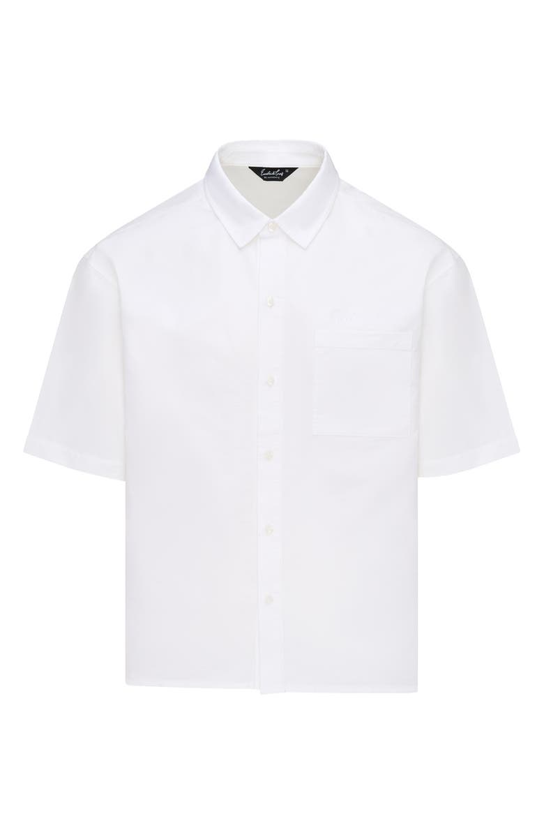 Eastside Golf Boxford Short Sleeve Cotton Button-Up Shirt, Main, color, Bright White