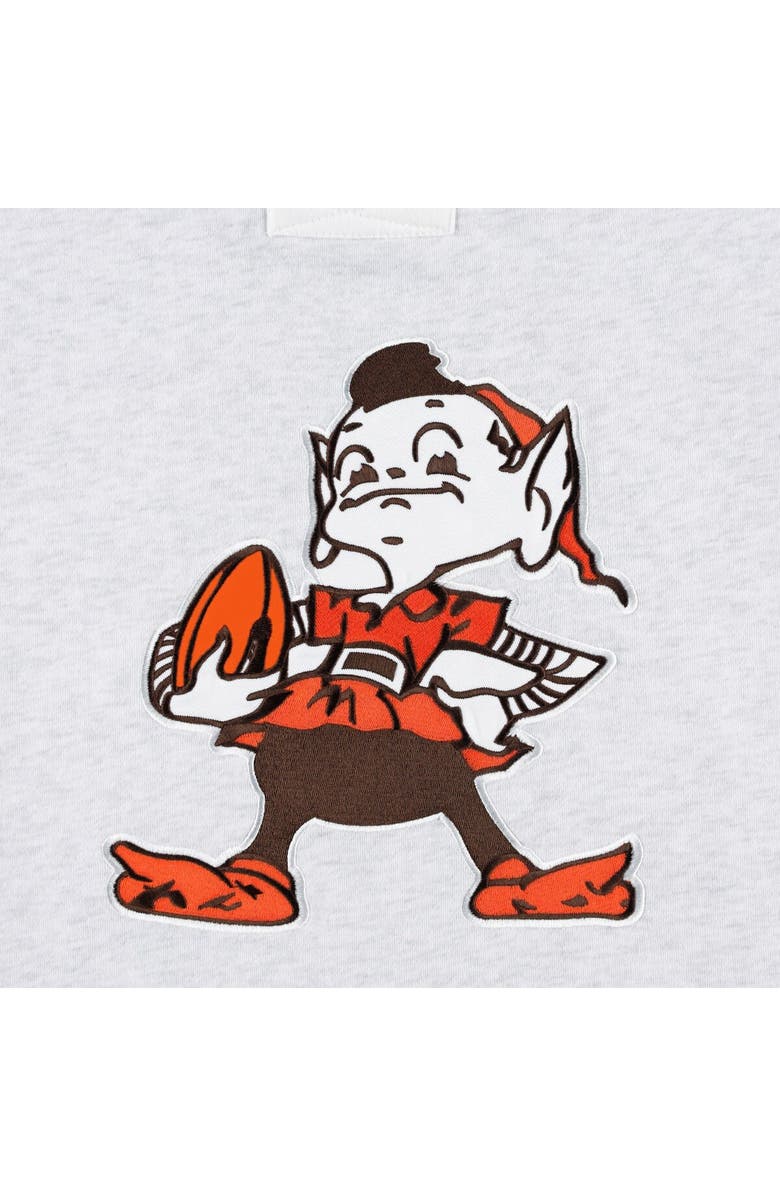 '47 Men's '47 Cleveland Browns Heather Gray Brownie The Elf Historic Logo Gridiron Lace-Up Pullover Hoodie, Alternate, color, 