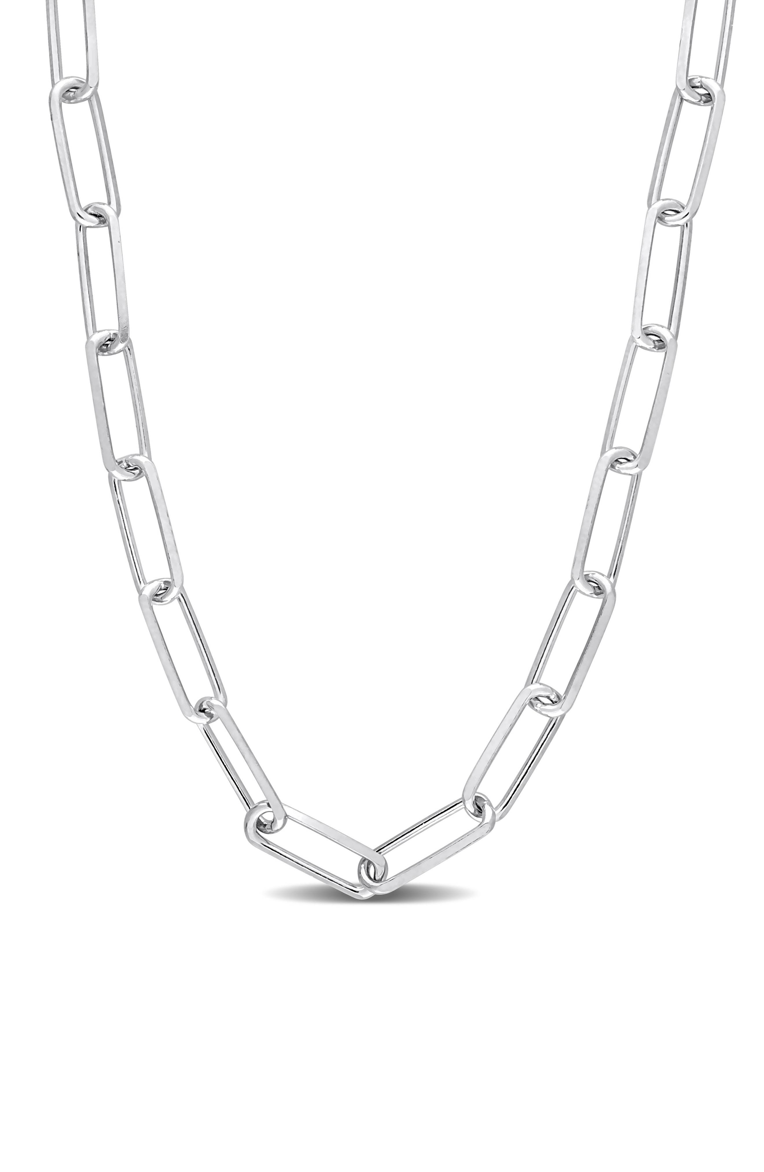 DELMAR Sterling Silver Paper Clip Chain Necklace