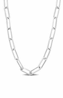 DELMAR Sterling Silver Paper Clip Chain Necklace