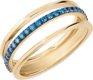 LANA 14k Gold Blue Diamond 3-Row Ring