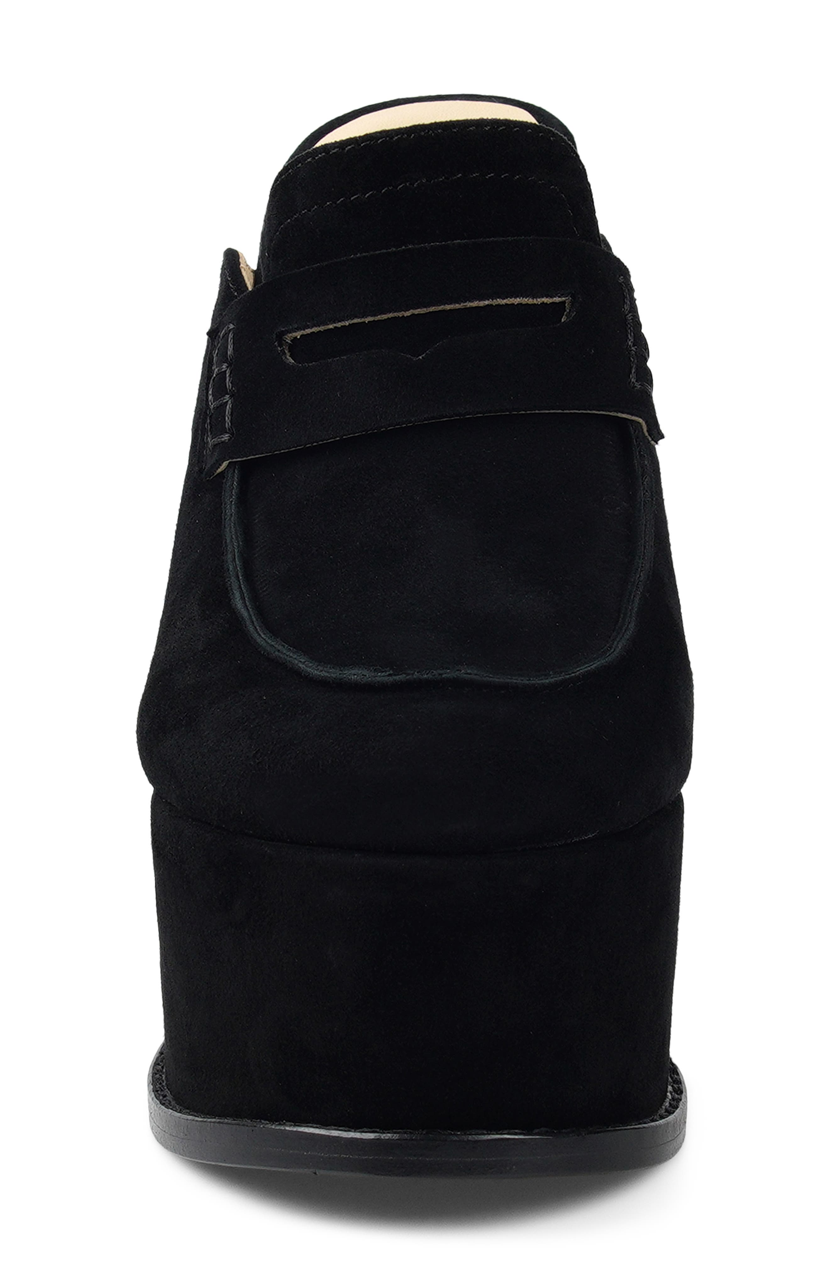 Harlen Platform Penny Loafer Mule, Alternate, color, BLACK SUEDE