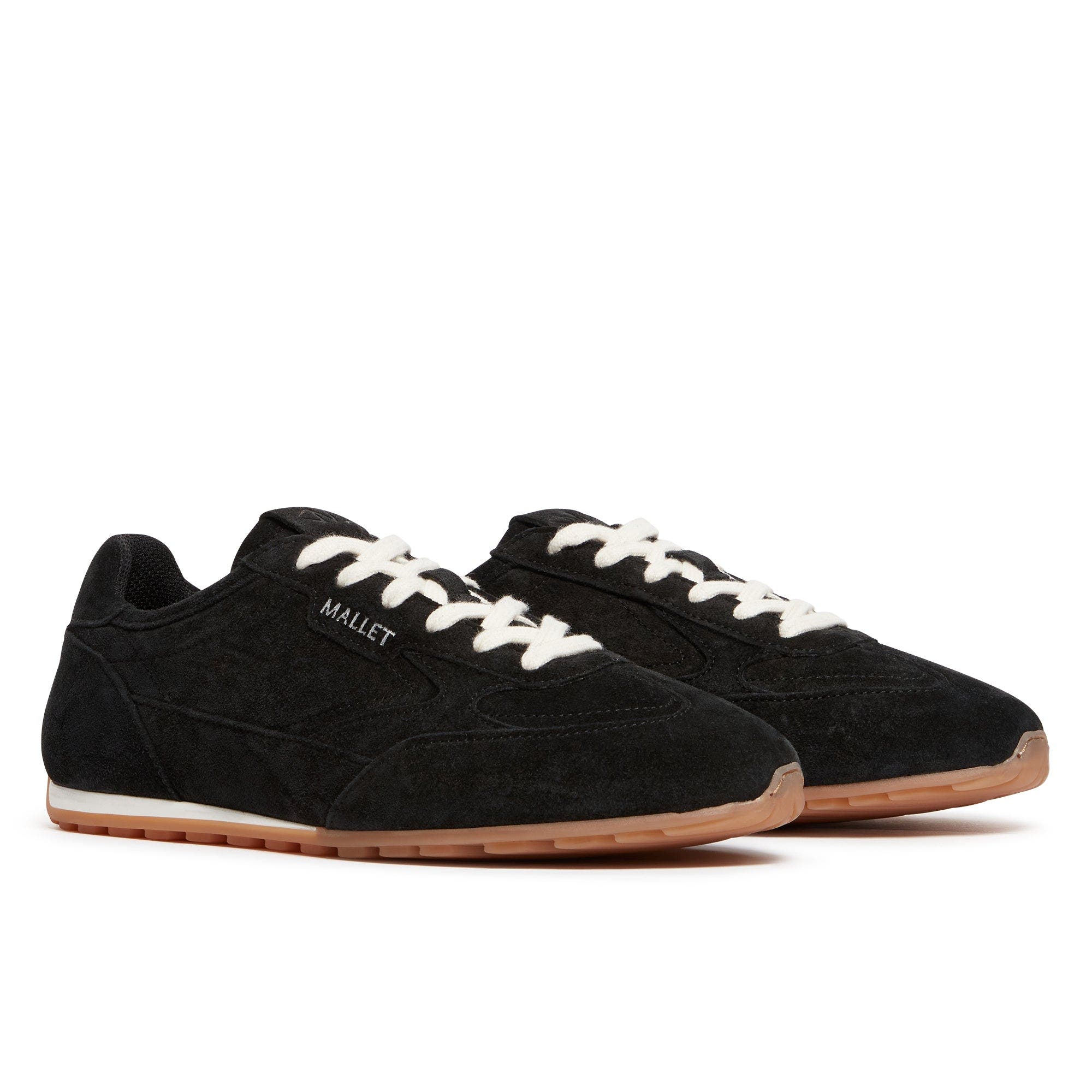 MALLET Penn Gum Leather Retro Runner Trainers, Alternate, color, Black