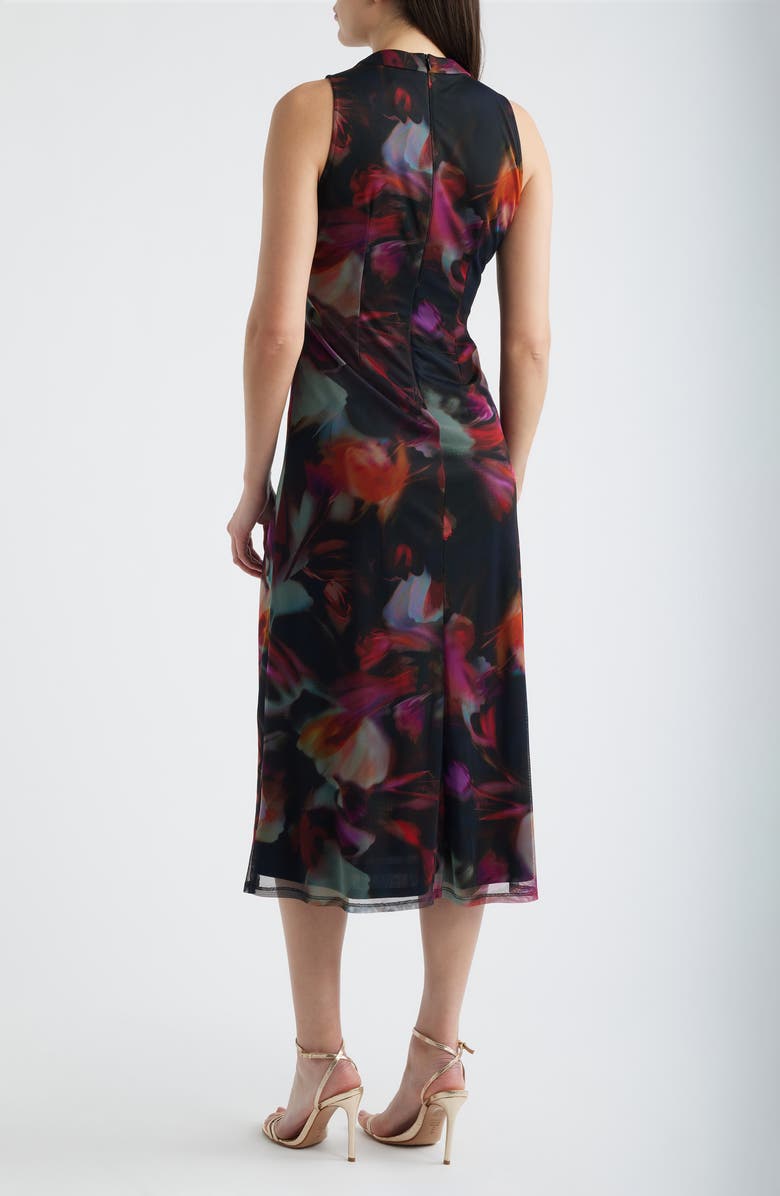 Vince Camuto Ruched Floral Print Cocktail Dress, Alternate, color, Black Multi