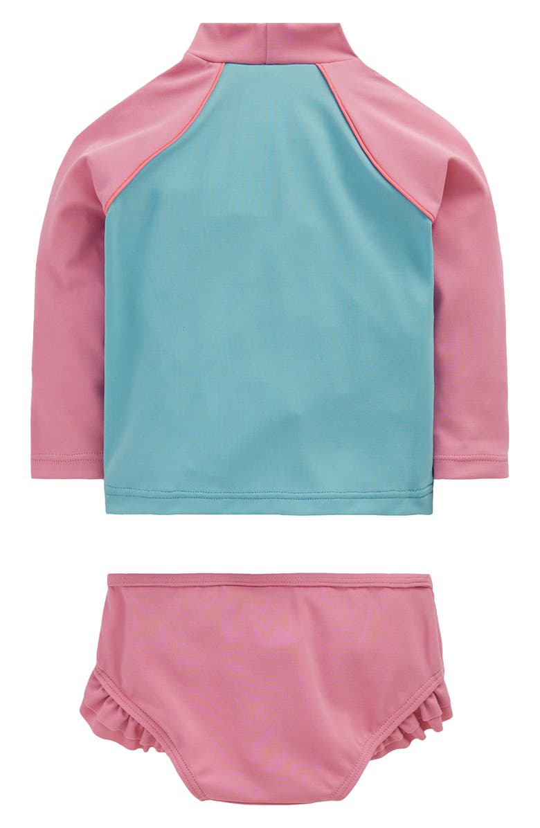 Mini Boden Long Sleeve Two-Piece Rashguard Swimsuit, Alternate, color, Formica Pink Patchwork Sun