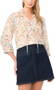 Vince Camuto Floral Ruffle Peasant Top