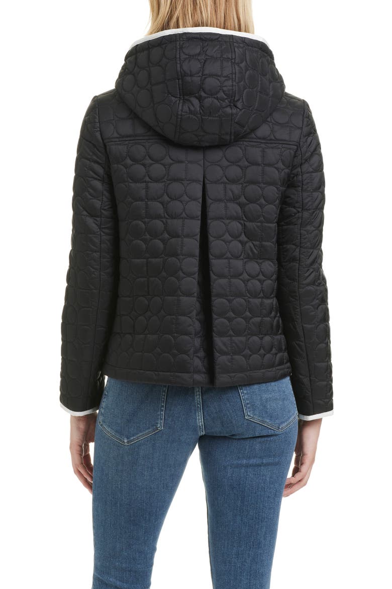 water resistant hooded quilted jacket, Alternate, color, BLACK