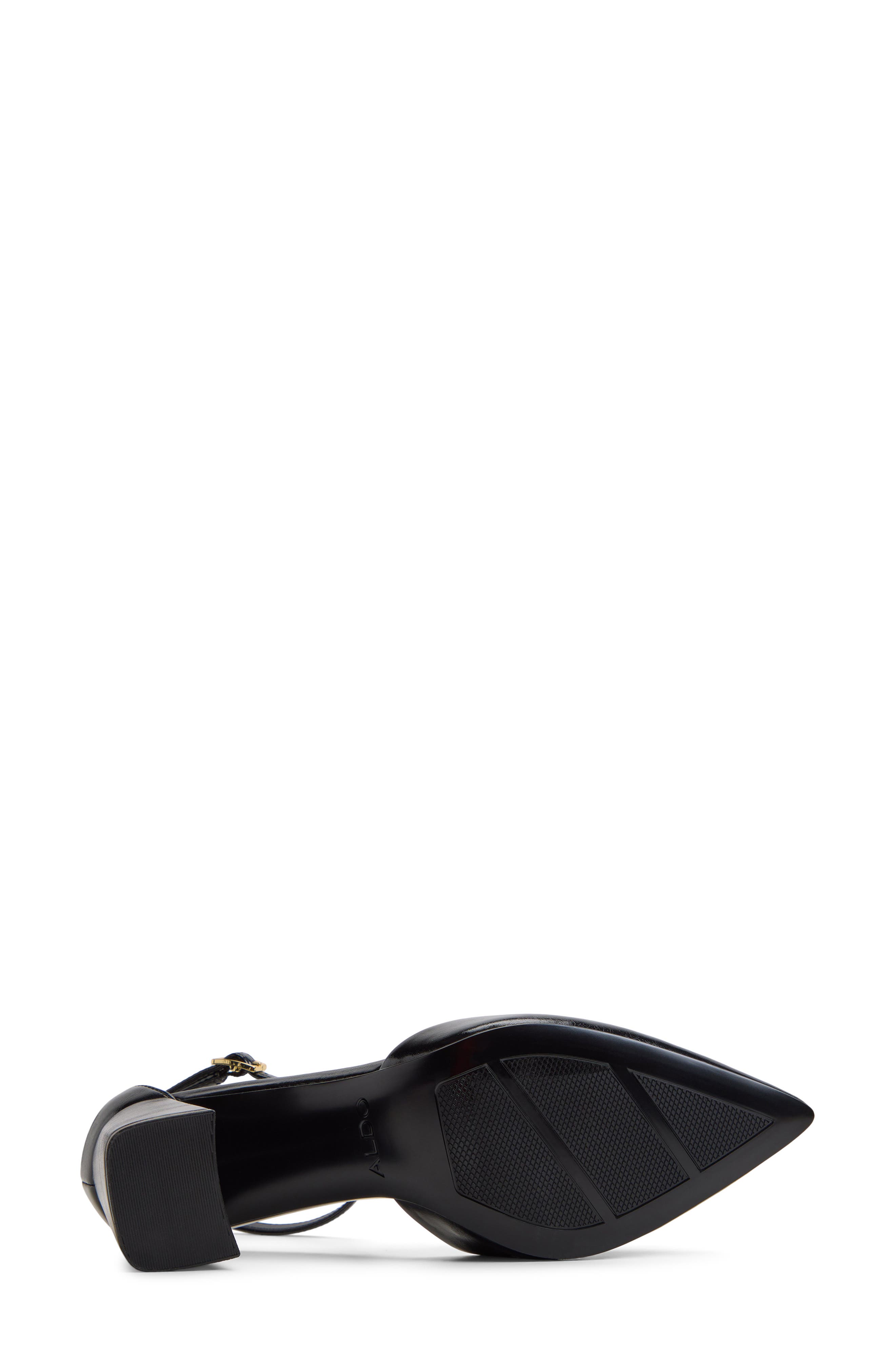 Jannine Ankle Strap Pump, Alternate, color, JET BLACK CRUSHED