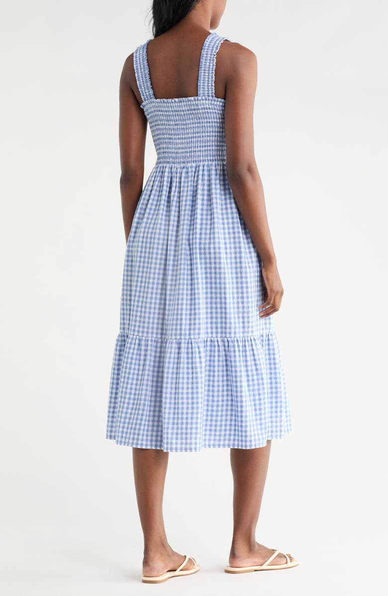 beachlunchlounge Elissa Smocked Midi Dress, Alternate, color, Dreamy Cloud