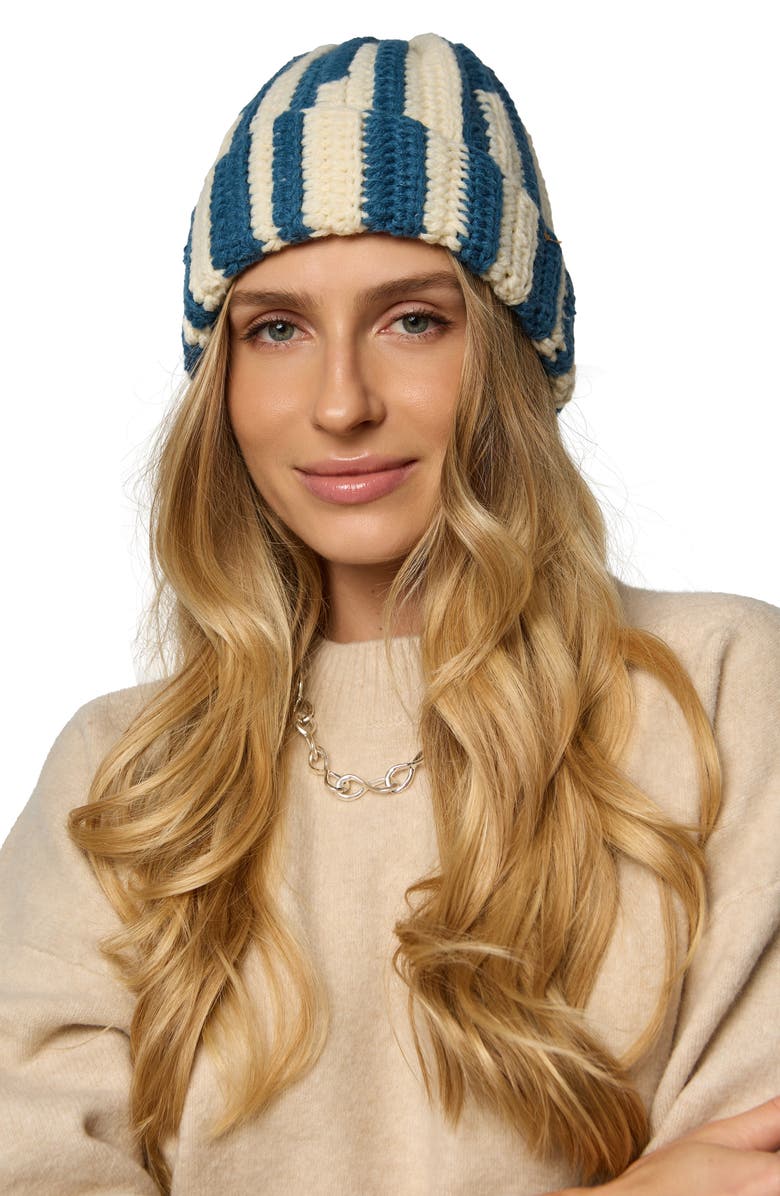 SAACHI Two-Tone Slouchy Beanie, Alternate, color, Blue