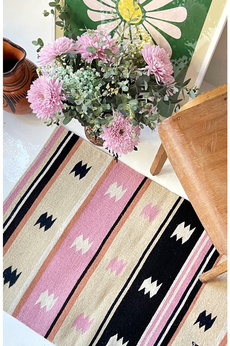 Zapotec Multi Handwoven Flatweave Wool Rug, Alternate, color, Pink