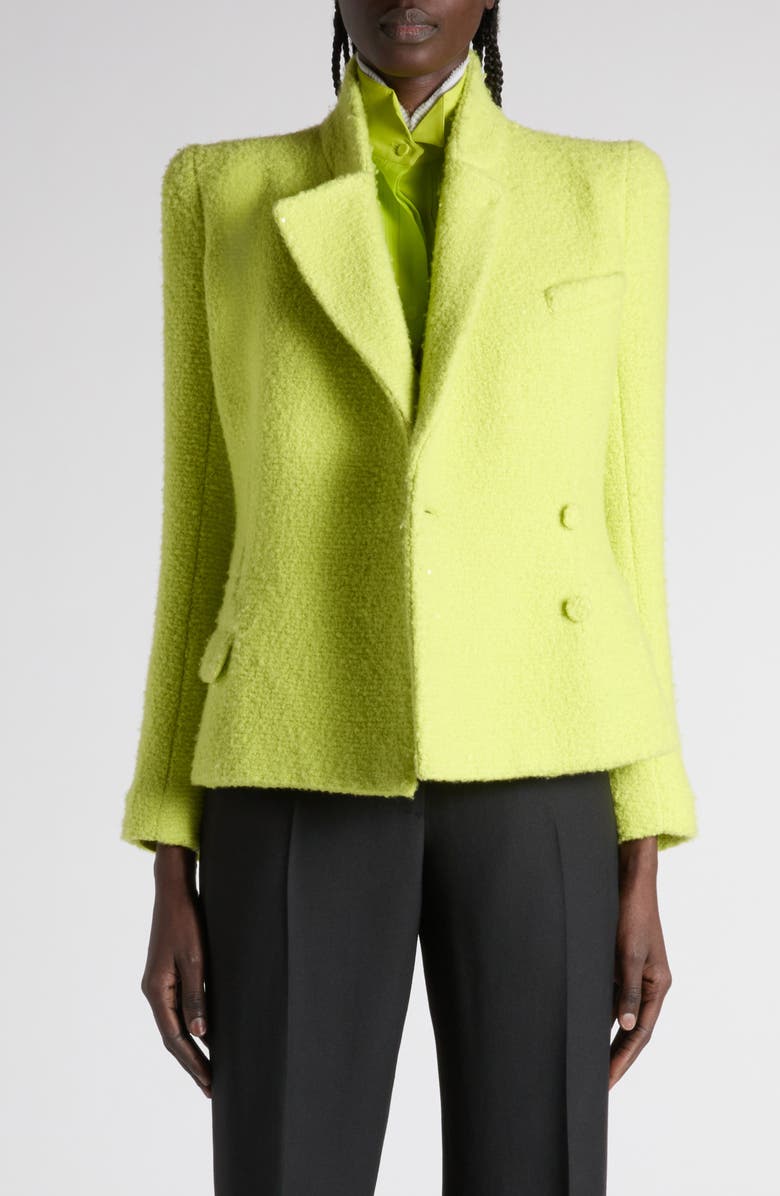 TOM FORD Sequin Tweed Double Breasted Jacket, Alternate, color, Wild Lime