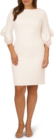 Adrianna Papell Tiered Organza & Knit Crepe Sheath Dress