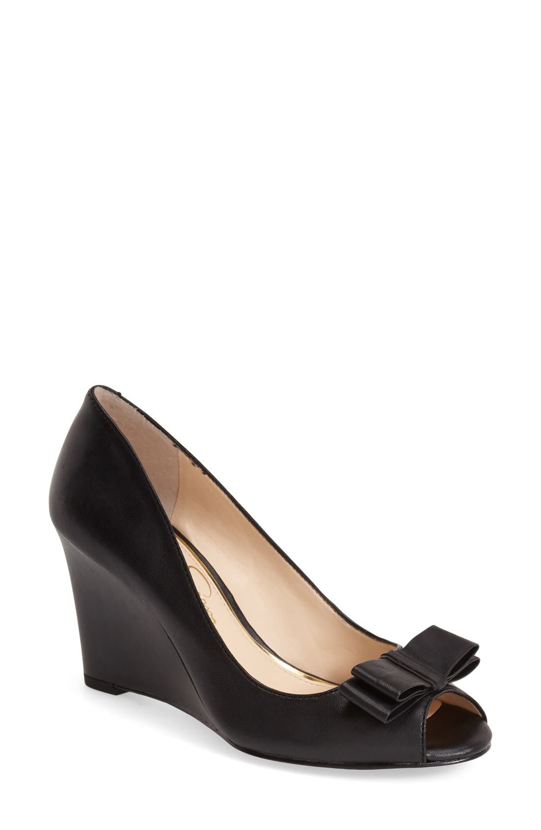 'Lyla' Wedge Sandal, Main, color, BLACK