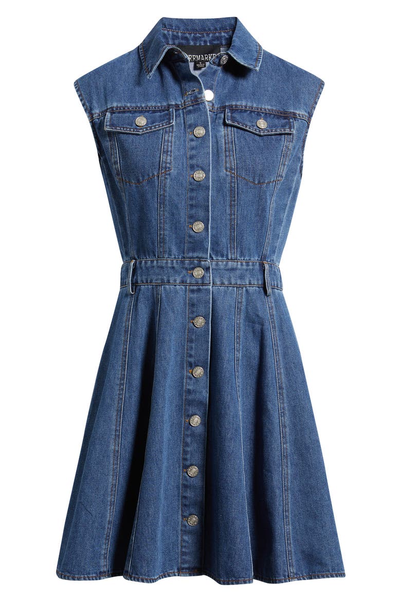 Cotton Blend Denim Mini Shirtdress, Alternate, color, MEDIUM DENIM