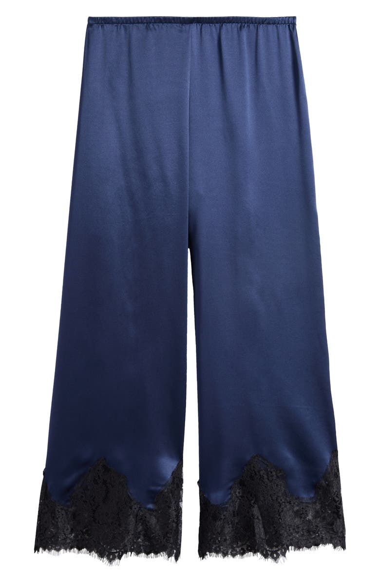 Reformation Carolina Silk Lace Hem Pant, Main, color, Navy Black