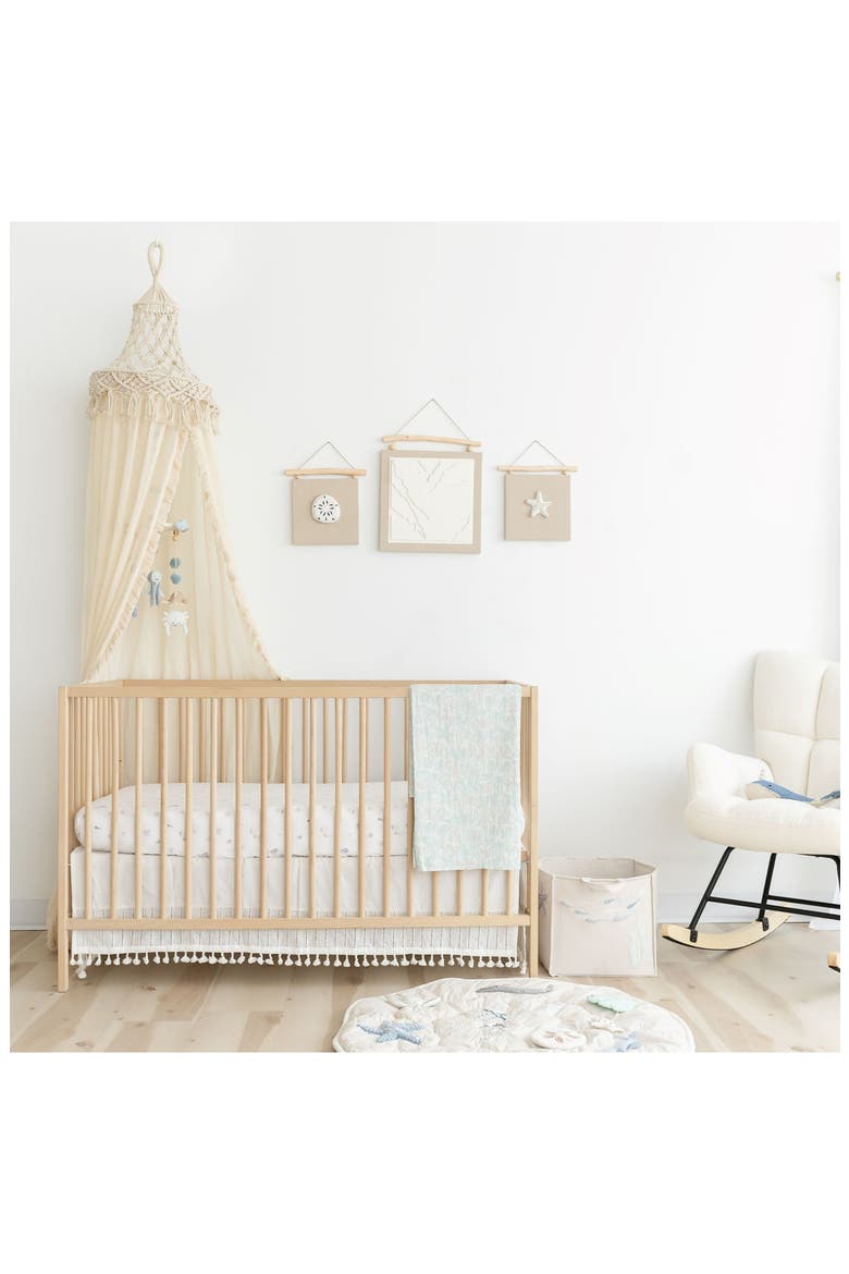Kendi Macramé Trim Cotton Canopy, Alternate, color, BEIGE