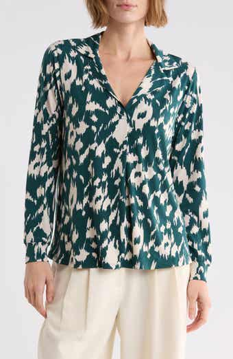 Notch Collar Long Sleeve Knit Top