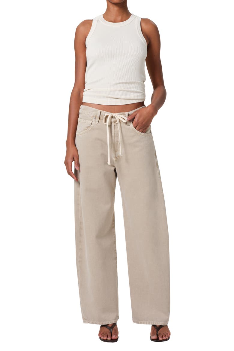 Brynn Drawstring High Waist Wide Leg Jeans, Alternate, color, BURNISHED QUARTZ