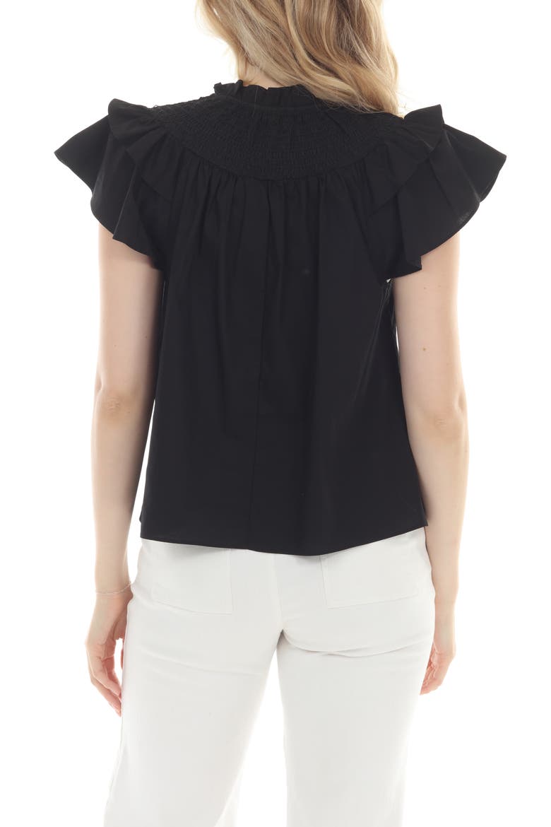 Smocked Ruffle Top, Alternate, color, BLACK