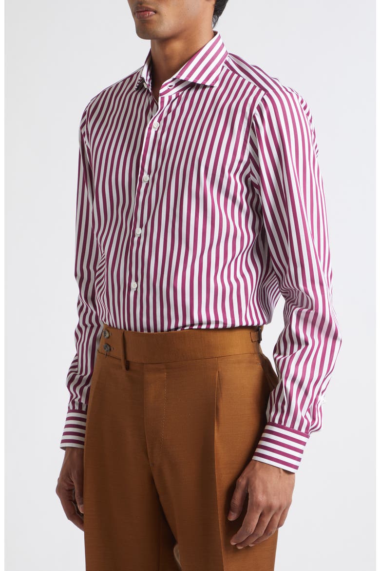 Rigato Stripe Poplin Button-Up Shirt, Alternate, color, WHITE/ PURPLE