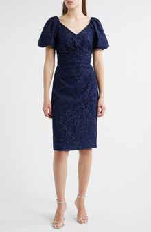 Eliza J Floral Jacquard Cocktail Sheath Dress