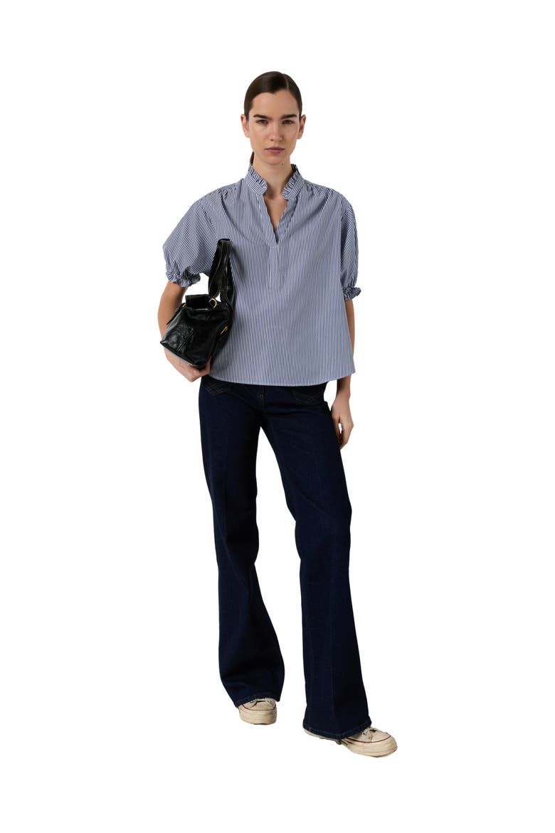 Clee Striped Puff Sleeve Blouse, Alternate, color, Ocean Blue