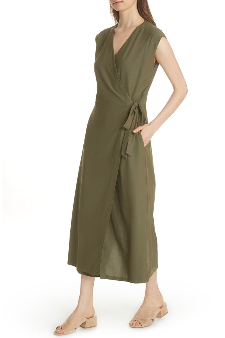 Wrap Crop Wide Leg Jumpsuit, Alternate, color, OLIVE