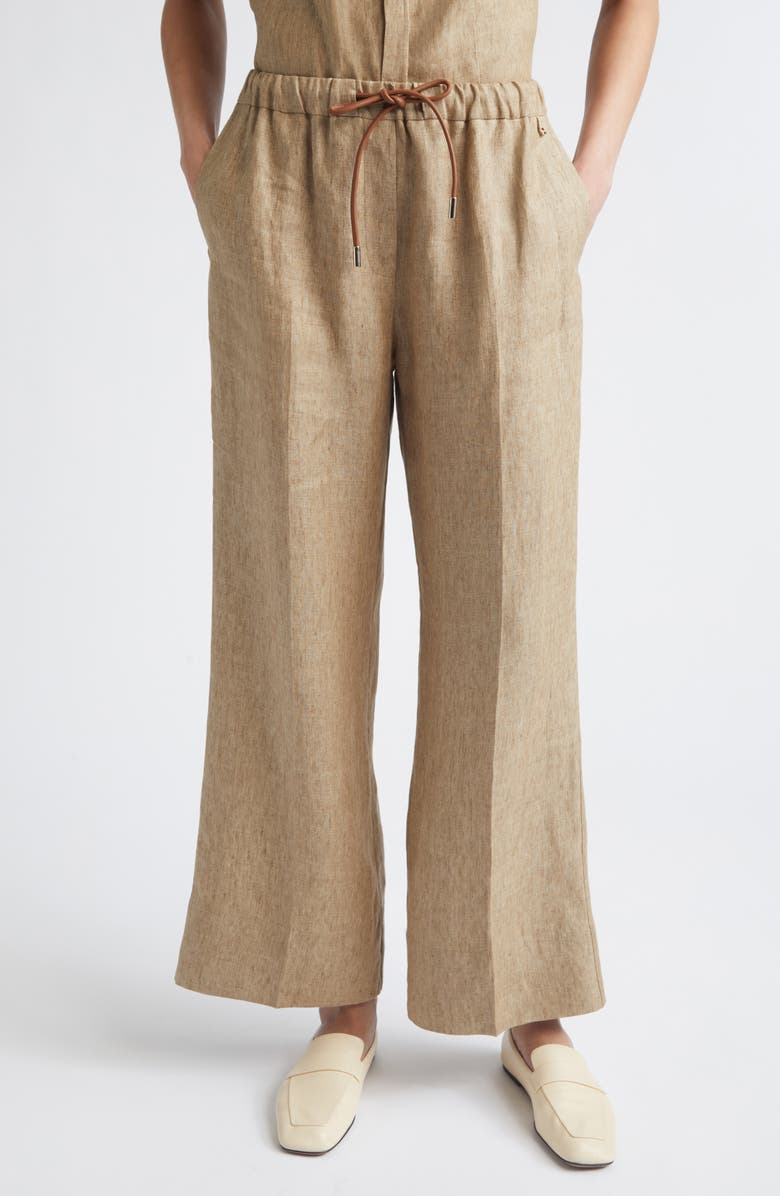 Herno New Linen Water Repellent Drawstring Pants, Main, color, Sand