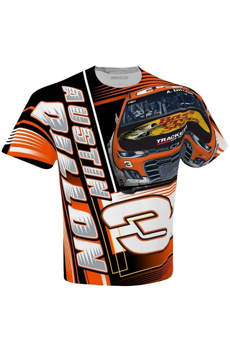 CHECKERED FLAG Men's Checkered Flag White Austin Dillon Bass Pro Shops Sublimated Dynamic Total Print T-Shirt, Alternate, color,