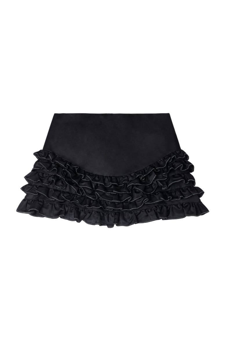 Ruffled skort with topstitching, Alternate, color, Black