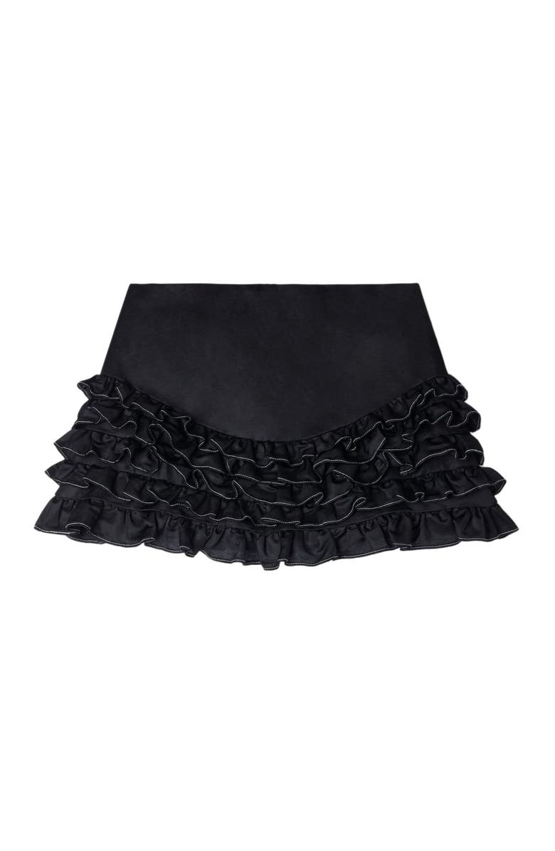 SANDRO Ruffled skort with topstitching, Alternate, color, Black