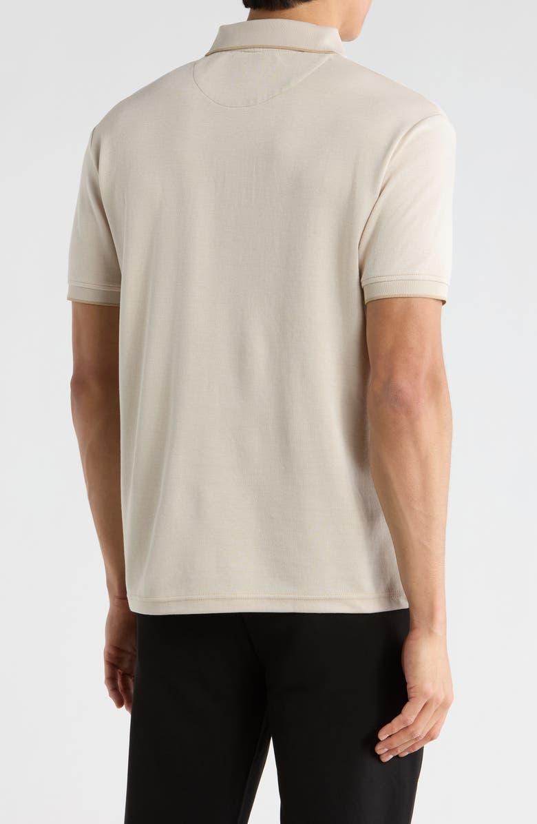 DENIM AND FLOWER Tipped Quarter Zip Knit Polo, Alternate, color, Sand