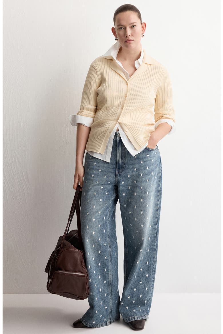 Polka Dot Straight Leg Jeans, Alternate, color, MEDIUM BLUE