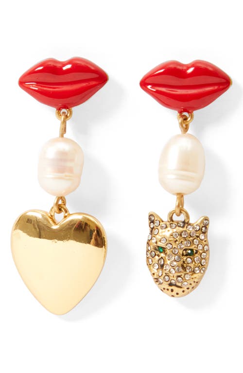 Clare V . Le Charm Mismatch Drop Earrings In Brown