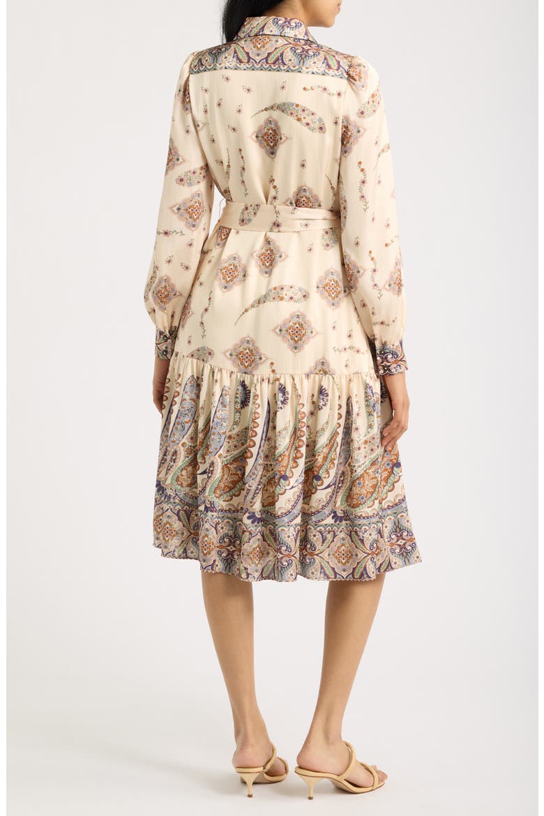 Mixed Paisley Long Sleeve Midi Shirtdress, Alternate, color, IVORY MULTI