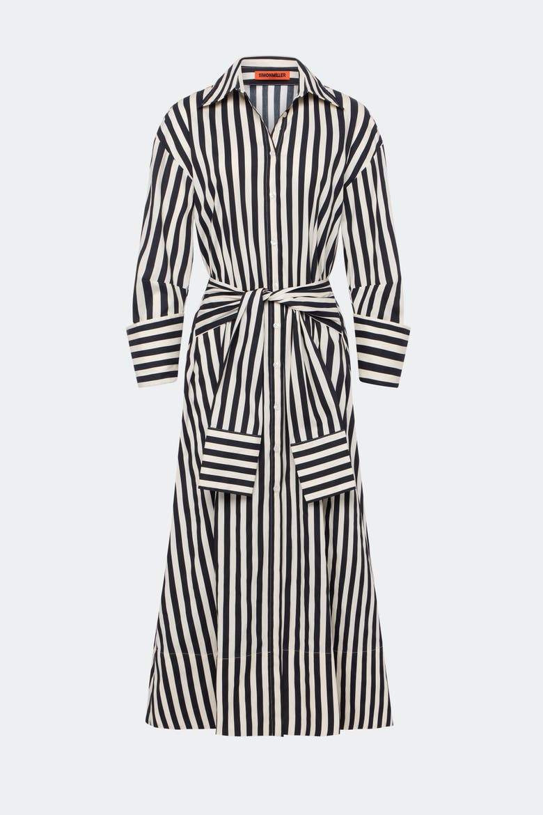 Inna Poplin Maxi Dress, Main, color, Black/White Stripe