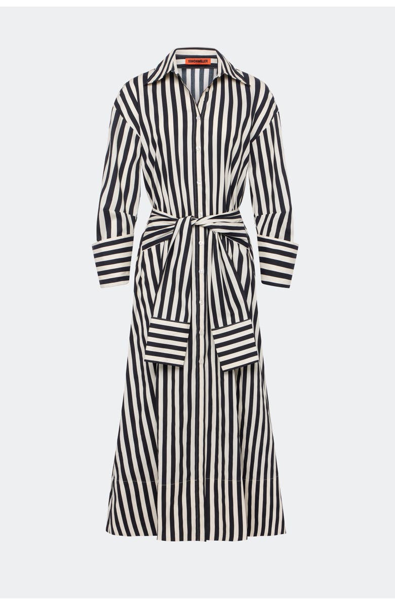 SIMONMILLER Inna Poplin Maxi Dress, Main, color, Black/White Stripe