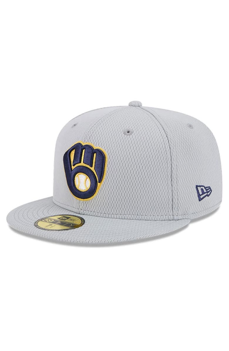 New Era Men's New Era Gray Milwaukee Brewers 2025 MLB Clubhouse 59FIFTY Fitted Hat, Alternate, color, 