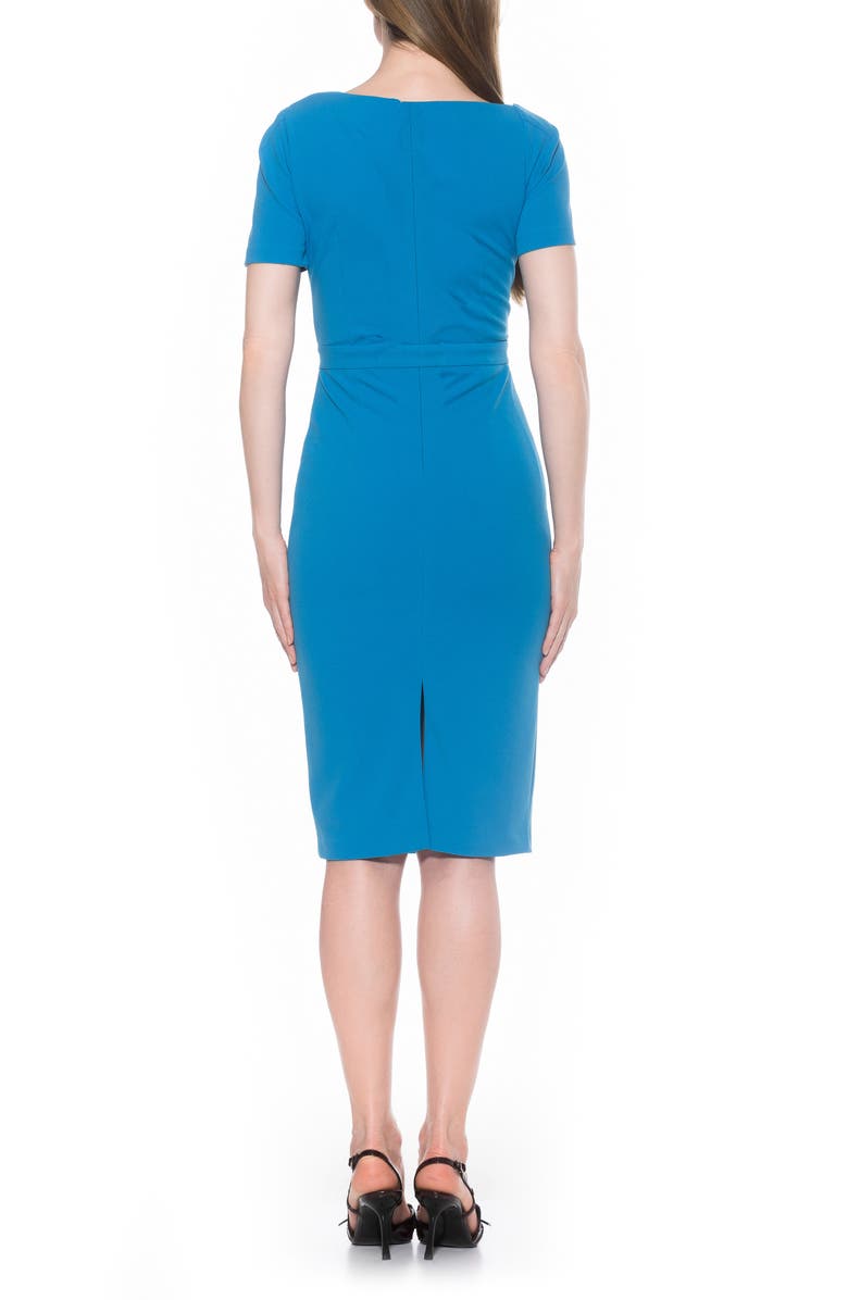 Alexia Admor Skylar Asymmetric Neck Short Sleeve Midi Dress, Alternate, color, Denim Blue