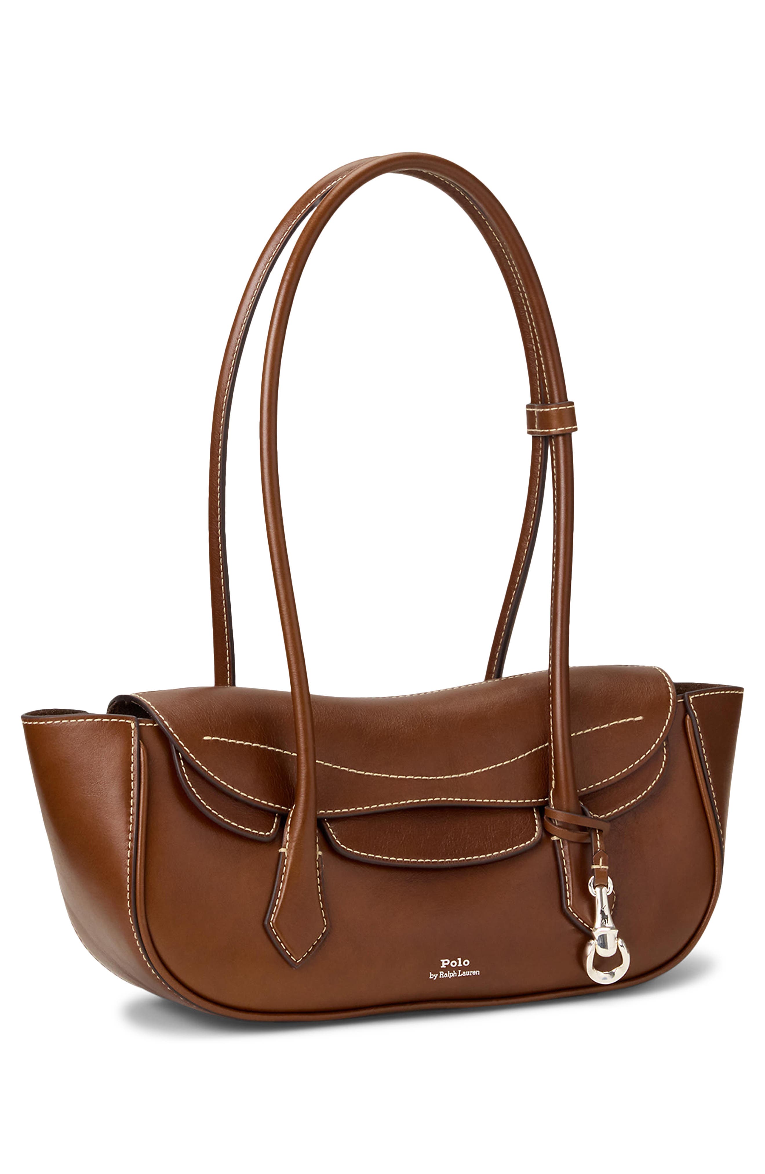 Small Polo Blaze Tumbled Leather Shoulder Bag, Alternate, color, CHESTNUT